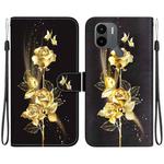 For Xiaomi Redmi A1+ / Poco C50 Crystal Texture Colored Drawing Leather Phone Case(Gold Butterfly Rose)