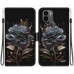 For Xiaomi Redmi A1+ / Poco C50 Crystal Texture Colored Drawing Leather Phone Case(Black Rose)