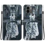 For Xiaomi Redmi A1+ / Poco C50 Crystal Texture Colored Drawing Leather Phone Case(Cat Tiger Reflection)