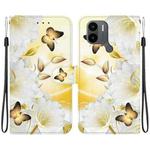 For Xiaomi Redmi A1+ / Poco C50 Crystal Texture Colored Drawing Leather Phone Case(Gold Butterfly Epiphyllum)