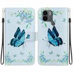 For Xiaomi Redmi A1+ / Poco C50 Crystal Texture Colored Drawing Leather Phone Case(Blue Pansies)