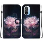 For Xiaomi Redmi K40 / K40 Pro Crystal Texture Colored Drawing Leather Phone Case(Purple Peony)