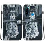 For Xiaomi Redmi Note 8 Crystal Texture Colored Drawing Leather Phone Case(Cat Tiger Reflection)