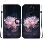 For Xiaomi Redmi Note 8 Pro Crystal Texture Colored Drawing Leather Phone Case(Purple Peony)