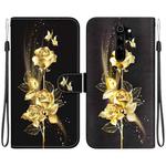For Xiaomi Redmi Note 8 Pro Crystal Texture Colored Drawing Leather Phone Case(Gold Butterfly Rose)