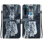 For Xiaomi Redmi Note 8T Crystal Texture Colored Drawing Leather Phone Case(Cat Tiger Reflection)