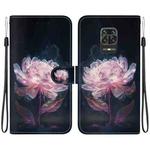 For Xiaomi Redmi Note 9 Pro / 9S Crystal Texture Colored Drawing Leather Phone Case(Purple Peony)