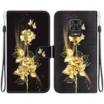 For Xiaomi Redmi Note 9 Pro / 9S Crystal Texture Colored Drawing Leather Phone Case(Gold Butterfly Rose)