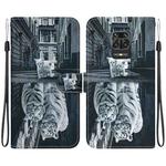 For Xiaomi Redmi Note 9 Pro / 9S Crystal Texture Colored Drawing Leather Phone Case(Cat Tiger Reflection)