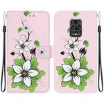 For Xiaomi Redmi Note 9 Pro / 9S Crystal Texture Colored Drawing Leather Phone Case(Lily)