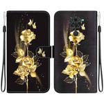 For Xiaomi Redmi Note 9 Crystal Texture Colored Drawing Leather Phone Case(Gold Butterfly Rose)