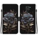 For Xiaomi Redmi Note 9 Crystal Texture Colored Drawing Leather Phone Case(Black Rose)