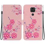 For Xiaomi Redmi Note 9 Crystal Texture Colored Drawing Leather Phone Case(Cherry Blossoms)