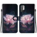 For Xiaomi Redmi Note 10 5G / Poco M3 Pro Crystal Texture Colored Drawing Leather Phone Case(Purple Peony)