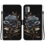 For Xiaomi Redmi Note 10 5G / Poco M3 Pro Crystal Texture Colored Drawing Leather Phone Case(Black Rose)