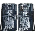 For Xiaomi Redmi Note 10 5G / Poco M3 Pro Crystal Texture Colored Drawing Leather Phone Case(Cat Tiger Reflection)