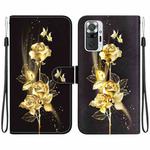 For Xiaomi Redmi Note 10 Lite Crystal Texture Colored Drawing Leather Phone Case(Gold Butterfly Rose)