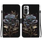 For Xiaomi Redmi Note 10 Lite Crystal Texture Colored Drawing Leather Phone Case(Black Rose)