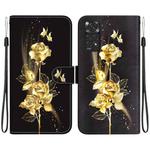 For Xiaomi Redmi Note 11 Global Crystal Texture Colored Drawing Leather Phone Case(Gold Butterfly Rose)