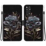 For Xiaomi Redmi Note 11 Global Crystal Texture Colored Drawing Leather Phone Case(Black Rose)