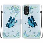 For Xiaomi Redmi Note 11 Global Crystal Texture Colored Drawing Leather Phone Case(Blue Pansies)