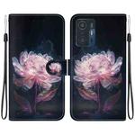 For Xiaomi 11T / 11T Pro Crystal Texture Colored Drawing Leather Phone Case(Purple Peony)