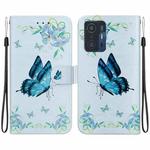 For Xiaomi 11T / 11T Pro Crystal Texture Colored Drawing Leather Phone Case(Blue Pansies)