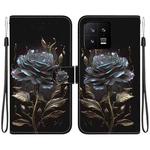 For Xiaomi 13 5G Crystal Texture Colored Drawing Leather Phone Case(Black Rose)