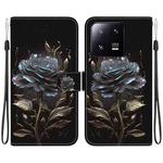 For Xiaomi 13 Pro 5G Crystal Texture Colored Drawing Leather Phone Case(Black Rose)