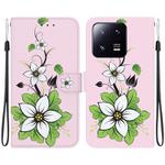 For Xiaomi 13 Pro 5G Crystal Texture Colored Drawing Leather Phone Case(Lily)