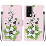 For Xiaomi Poco F5 Pro Crystal Texture Colored Drawing Leather Phone Case(Lily)