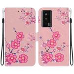 For Xiaomi Poco F5 Pro Crystal Texture Colored Drawing Leather Phone Case(Cherry Blossoms)