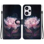 For Xiaomi Poco F5 / Redmi Note 12 Turbo Crystal Texture Colored Drawing Leather Phone Case(Purple Peony)