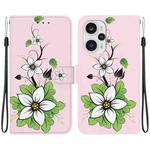 For Xiaomi Poco F5 / Redmi Note 12 Turbo Crystal Texture Colored Drawing Leather Phone Case(Lily)