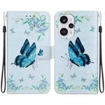 For Xiaomi Poco F5 / Redmi Note 12 Turbo Crystal Texture Colored Drawing Leather Phone Case(Blue Pansies)