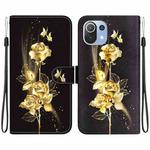 For Xiaomi Mi 11 Lite Crystal Texture Colored Drawing Leather Phone Case(Gold Butterfly Rose)