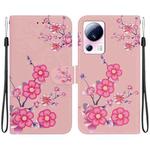 For Xiaomi 13 Lite / Civi 2 Crystal Texture Colored Drawing Leather Phone Case(Cherry Blossoms)