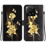 For Xiaomi 13T / 13T Pro / Redmi K60 Ultra Crystal Texture Colored Drawing Leather Phone Case(Gold Butterfly Rose)