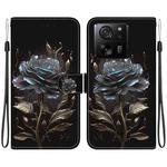 For Xiaomi 13T / 13T Pro / Redmi K60 Ultra Crystal Texture Colored Drawing Leather Phone Case(Black Rose)