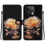 For Xiaomi Redmi Note 13 5G Crystal Texture Colored Drawing Leather Phone Case(Gold Peony)