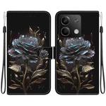 For Xiaomi Redmi Note 13 5G Crystal Texture Colored Drawing Leather Phone Case(Black Rose)