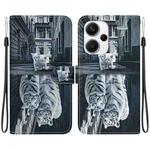 For Xiaomi Redmi Note 13 Pro+ 5G Crystal Texture Colored Drawing Leather Phone Case(Cat Tiger Reflection)