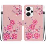 For Xiaomi Redmi Note 13 Pro+ 5G Crystal Texture Colored Drawing Leather Phone Case(Cherry Blossoms)