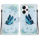 For Xiaomi Redmi Note 13 Pro+ 5G Crystal Texture Colored Drawing Leather Phone Case(Blue Pansies)