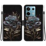For Xiaomi Redmi Note 13 Pro 5G Crystal Texture Colored Drawing Leather Phone Case(Black Rose)