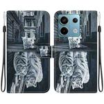 For Xiaomi Redmi Note 13 Pro 5G Crystal Texture Colored Drawing Leather Phone Case(Cat Tiger Reflection)