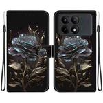 For Xiaomi Redmi K70E / Poco X6 Pro Crystal Texture Colored Drawing Leather Phone Case(Black Rose)