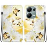 For Xiaomi Redmi Note 13 Pro 4G Crystal Texture Colored Drawing Leather Phone Case(Gold Butterfly Epiphyllum)