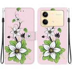 For Xiaomi Redmi Note 13R Pro Crystal Texture Colored Drawing Leather Phone Case(Lily)