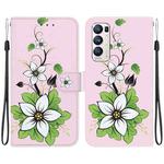 For OPPO Find X3 Neo / Reno5 Pro+ 5G Crystal Texture Colored Drawing Leather Phone Case(Lily)